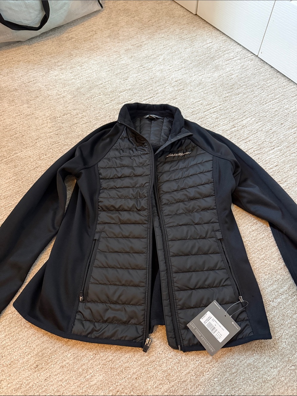 Eddie Bauer Black Quilted Hybrid Puffer Jacket